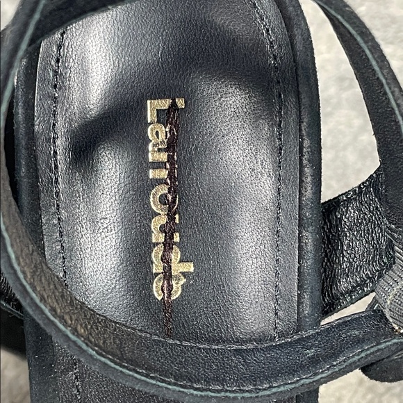 Larroude Dolly Sandal In Black Suede Platform Chunky Heels Sz 10 - Picture 7 of 16